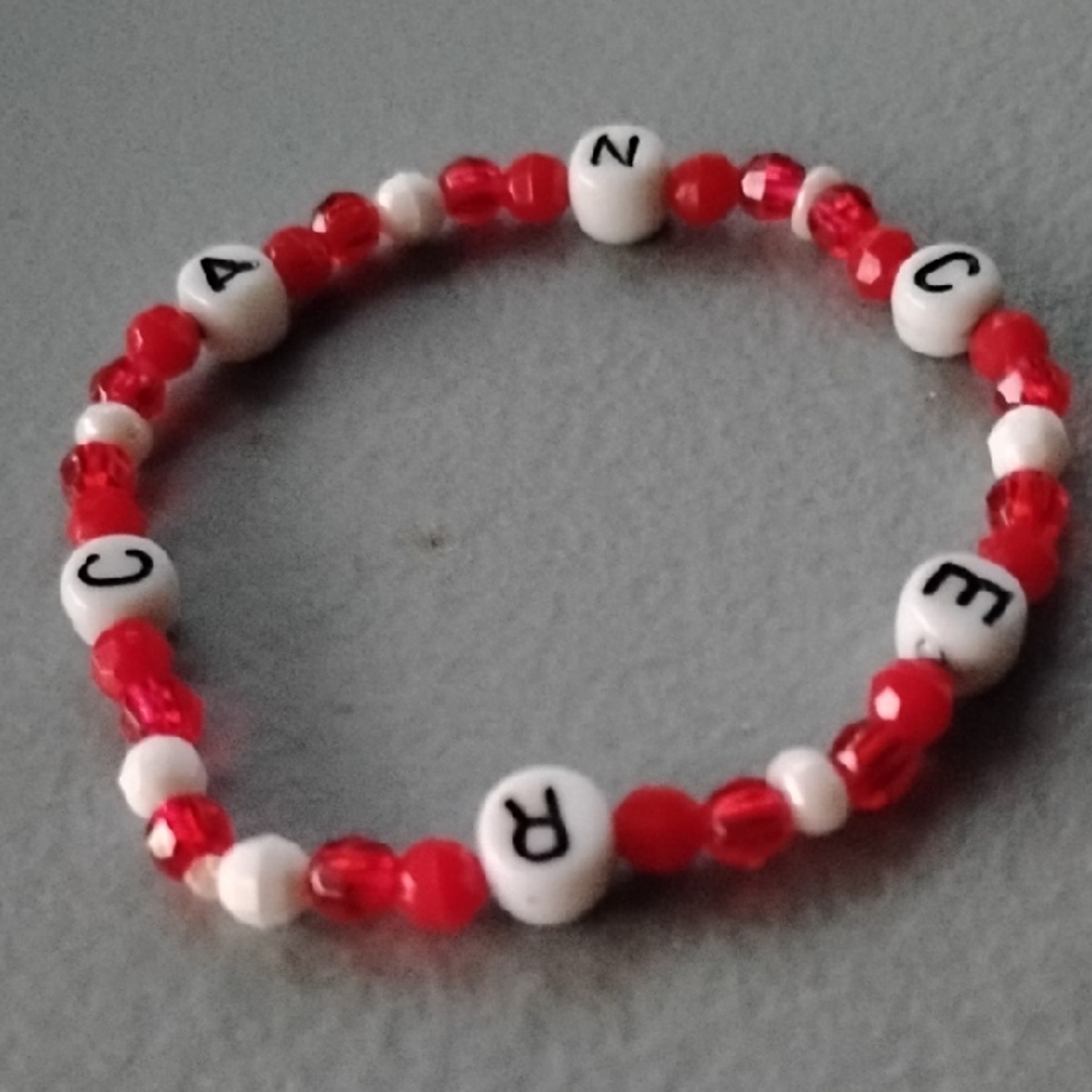 Red and White Beaded Bracelet
